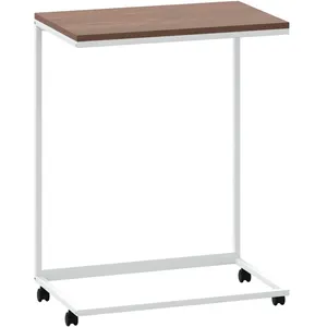Comparateur de prix : vidaXL Table d'appoint avec roues Blanc 55x35x70 cm Bois d'ingénierie