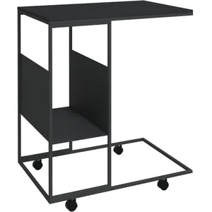 Comparateur de prix : vidaXL Table d'appoint avec roues Noir 55x36x63,5 cm Bois d'ingénierie