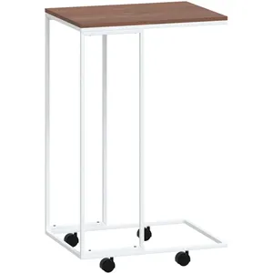 Comparateur de prix : vidaXL Table d'appoint avec roues Blanc 40x30x63,5cm Bois d'ingénierie
