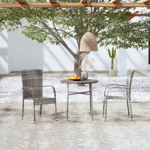 vidaXL Ensemble de salle à manger de jardin 3 pcs Résine tressée Gris pas cher