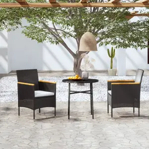 vidaXL Mobilier à dîner de jardin 3 pcs Résine tressée Noir pas cher