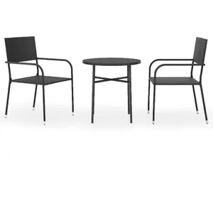Comparateur de prix : vidaXL Mobilier à dîner de jardin 3 pcs Résine tressée Noir