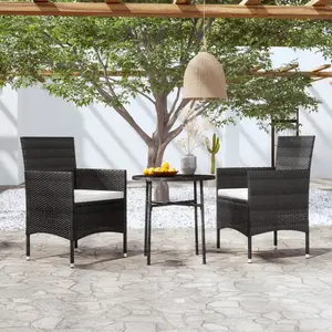 vidaXL Mobilier à dîner de jardin 3 pcs Résine tressée Noir pas cher