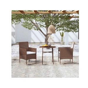 vidaXL Ensemble de salle à manger de jardin 3pcs Résine tressée Marron pas cher