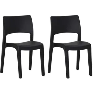 vidaXL Vidaxl Chaises De Jardin Lot De 2 Polypropylène Anthracite pas cher