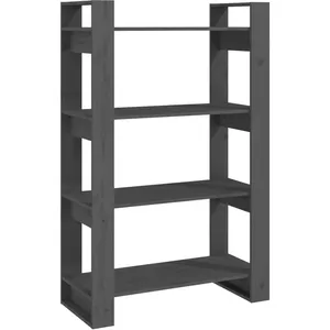 vidaXL Bibliothèque/Séparateur de pièce Gris 80x35x125 cm Pin solide pas cher