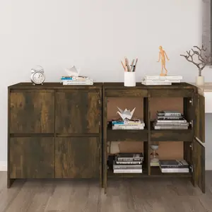 vidaXL Buffets 2 pcs Chêne fumé 70x41x75 cm Aggloméré pas cher