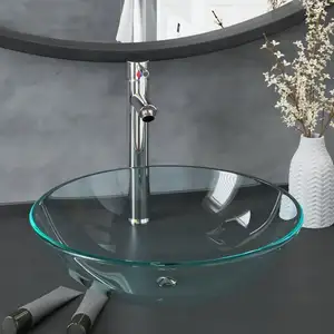 Comparateur de prix : vidaXL Lavabo de bain avec robinet et drain à poussoir Verre trempé