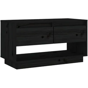 vidaXL Meuble TV Noir 74x34x40 cm Bois de pin massif pas cher