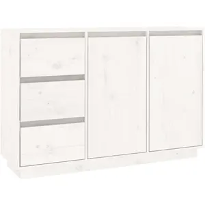 Comparateur de prix : vidaXL Buffet Blanc 111x34x75 cm Bois massif de pin