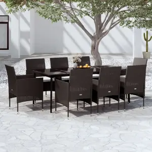 vidaXL Ensemble à manger de jardin avec coussins 9 pcs noir pas cher