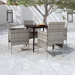 vidaXL Ensemble à manger de jardin et coussins 5pcs Gris/noir pas cher