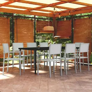 vidaXL Ensemble à manger de jardin 9 pcs Blanc pas cher
