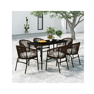 vidaXL Ensemble de salle à manger de jardin 7 pcs Marron pas cher