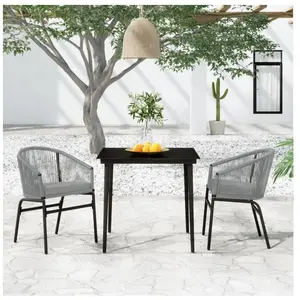 vidaXL Ensemble à manger de jardin 3 pcs Gris pas cher