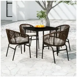 Vidaxl - Ensemble de salle à manger de jardin 5 pcs Marron pas cher