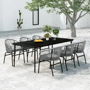 vidaXL Ensemble à manger de jardin 7 pcs Gris pas cher