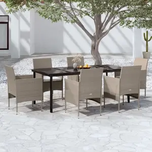 vidaXL Ensemble à manger de jardin coussins 7 pcs Beige/noir pas cher