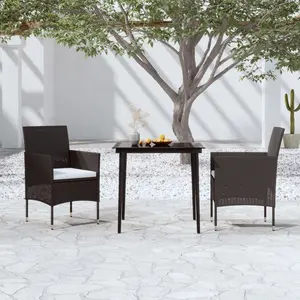 vidaXL Ensemble à manger de jardin avec coussins 3 pcs noir pas cher