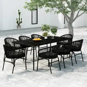 vidaXL Ensemble de salle à manger de jardin 9 pcs Noir