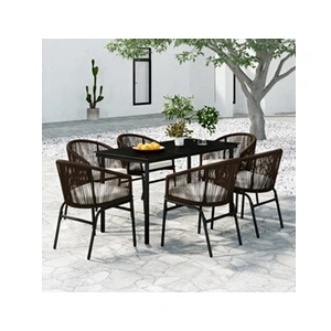 vidaXL Ensemble de salle à manger de jardin 7 pcs Marron pas cher