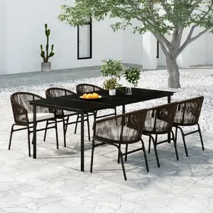 vidaXL Ensemble de salle à manger de jardin 7 pcs Marron pas cher