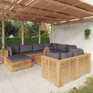 Comparateur de prix : vidaXL Salon de jardin 10 pcs avec coussins Bois de teck solide
