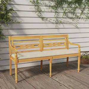 Comparateur de prix : vidaXL Banc Batavia avec coussin crème 150 cm Bois de teck massif