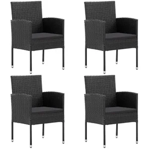 vidaXL Chaises de jardin coussins noir lot de 4 noir résine tressée pas cher