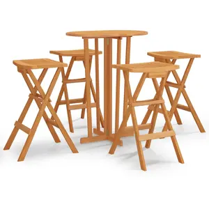 vidaXL Ensemble de bar pliable 5 pcs Bois de teck massif pas cher