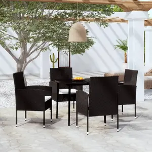 vidaXL Ensemble à manger de jardin 5 pcs Noir pas cher