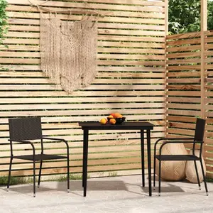 vidaXL Ensemble à manger de jardin 3 pcs Noir pas cher