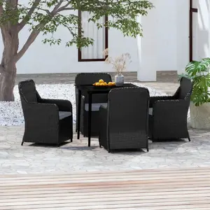 vidaXL Ensemble à manger de jardin avec coussins 5 pcs Noir pas cher