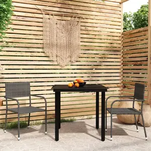 vidaXL Ensemble à manger de jardin 3 pcs Gris pas cher