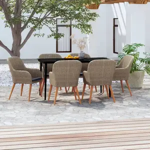 vidaXL Vidaxl Ensemble De Salle À Manger De Jardin Avec Coussins 7 Pcs Marron pas cher