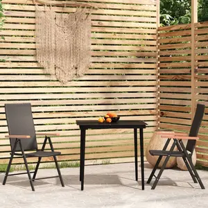 vidaXL Ensemble à manger de jardin 3 pcs Noir pas cher