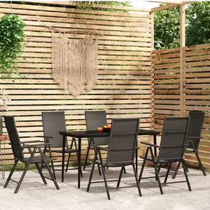 vidaXL Ensemble à manger de jardin 7 pcs Noir pas cher