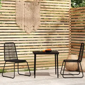 vidaXL Ensemble à manger de jardin 3 pcs Noir pas cher