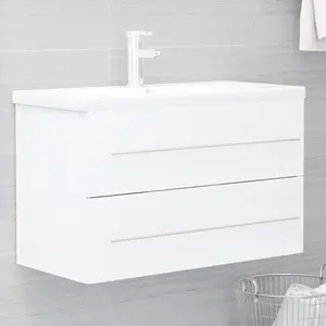 Vidaxl - Armoire d'évier avec lavabo intégré Blanc Aggloméré Blanc