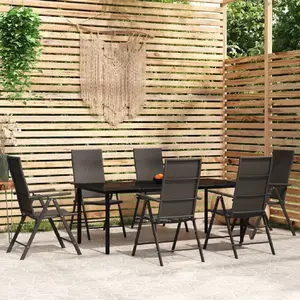 vidaXL Ensemble à manger de jardin 7 pcs Noir pas cher