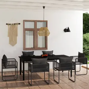 vidaXL Ensemble de salle à manger de jardin 7 pcs Noir pas cher
