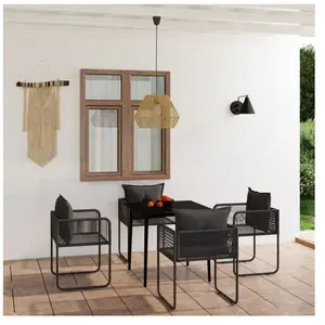 vidaXL Ensemble à manger de jardin 5 pcs Noir pas cher
