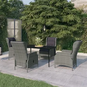 vidaXL Ensemble à manger de jardin 5 pcs Gris clair pas cher