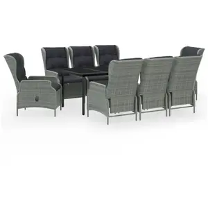 Comparateur de prix : vidaXL Ensemble de salle à manger de jardin 9 pcs Gris clair