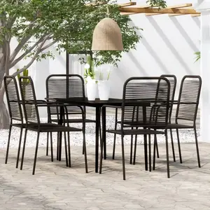 vidaXL Ensemble de salle à manger de jardin 7 pcs Noir pas cher