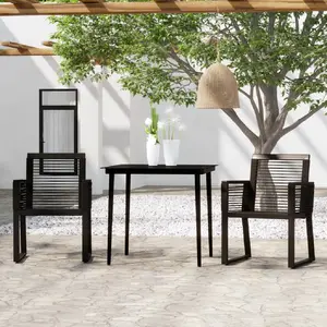 vidaXL Ensemble à manger de jardin 3 pcs Noir pas cher