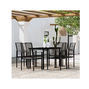 Comparateur de prix : vidaXL Ensemble à manger de jardin 7 pcs Noir