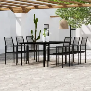 vidaXL Ensemble à manger de jardin 7 pcs Noir pas cher
