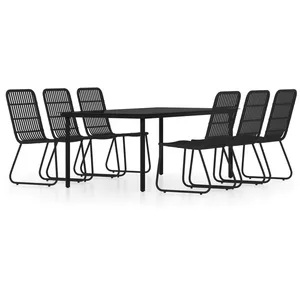 vidaXL Ensemble de salle à manger de jardin 7 pcs Noir pas cher