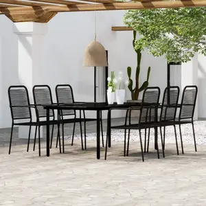 vidaXL Ensemble de salle à manger de jardin 7 pcs Noir pas cher